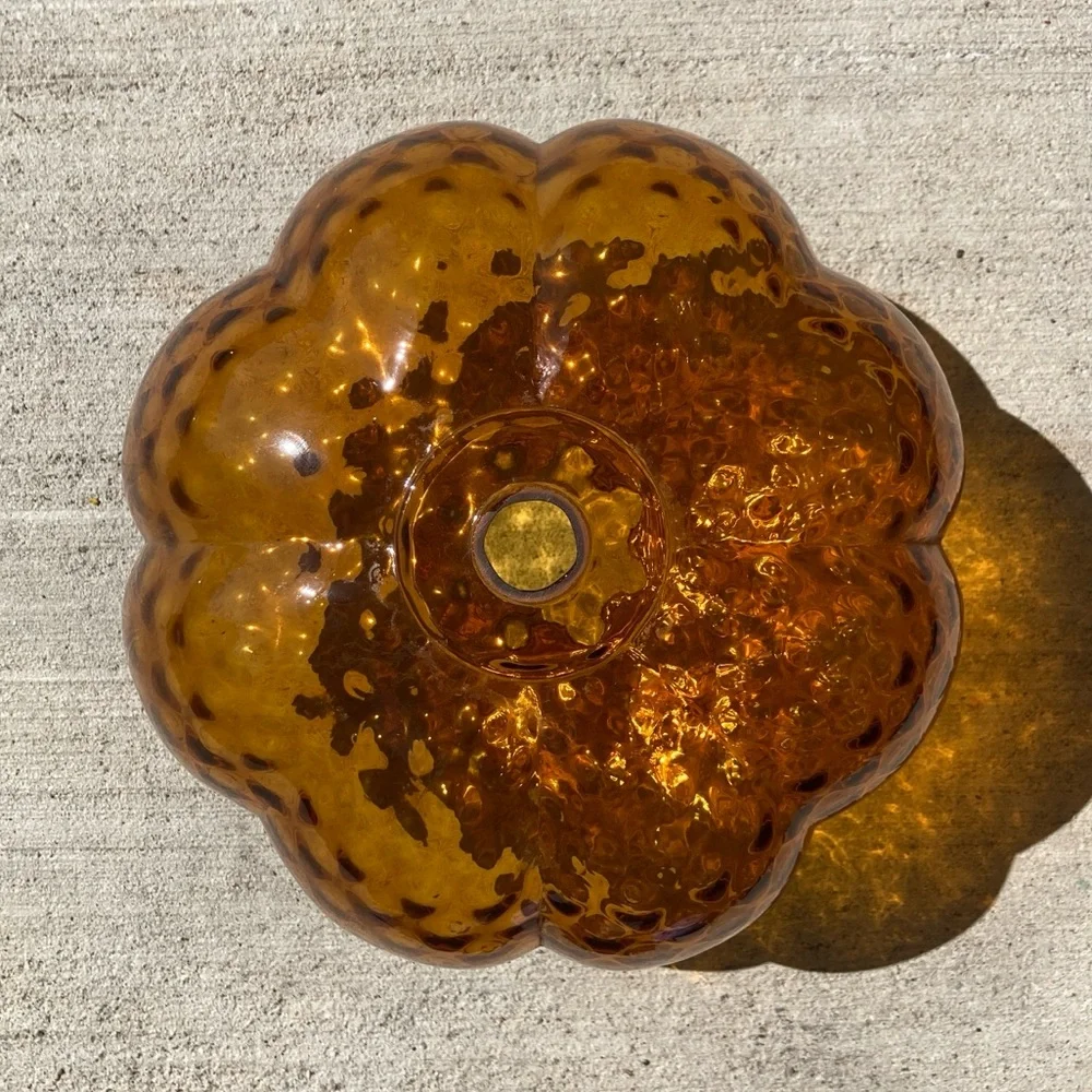 Vintage mid century amber glass globe for ceiling or wall - Picture 1 of 8